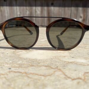 Vintage Tortoiseshell Round Sunglasses - Brown Frame, Green Lenses